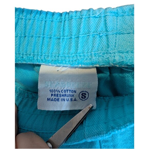 Sea Breeze Womens Cargo Joggers Small Drawstring Pants Aqua USA made - Picture 4 of 9